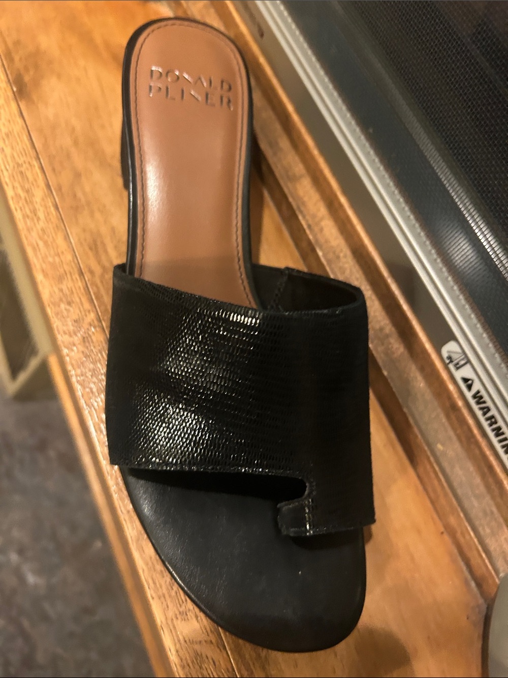Donald J. Pliner Black Leather Slide Mule